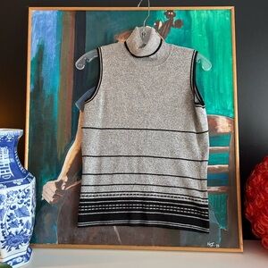 Emma James Gray Knit Sweater Sleeveless Tank Top Small turtleneck